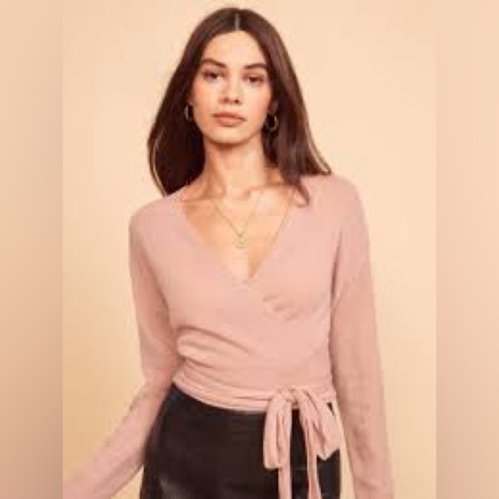 Reformation cashmere pink wrap sweater size XS
